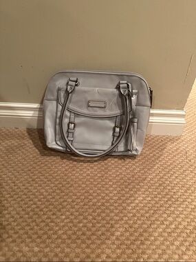 QVC Light Gray Structured Satchel with Tassel